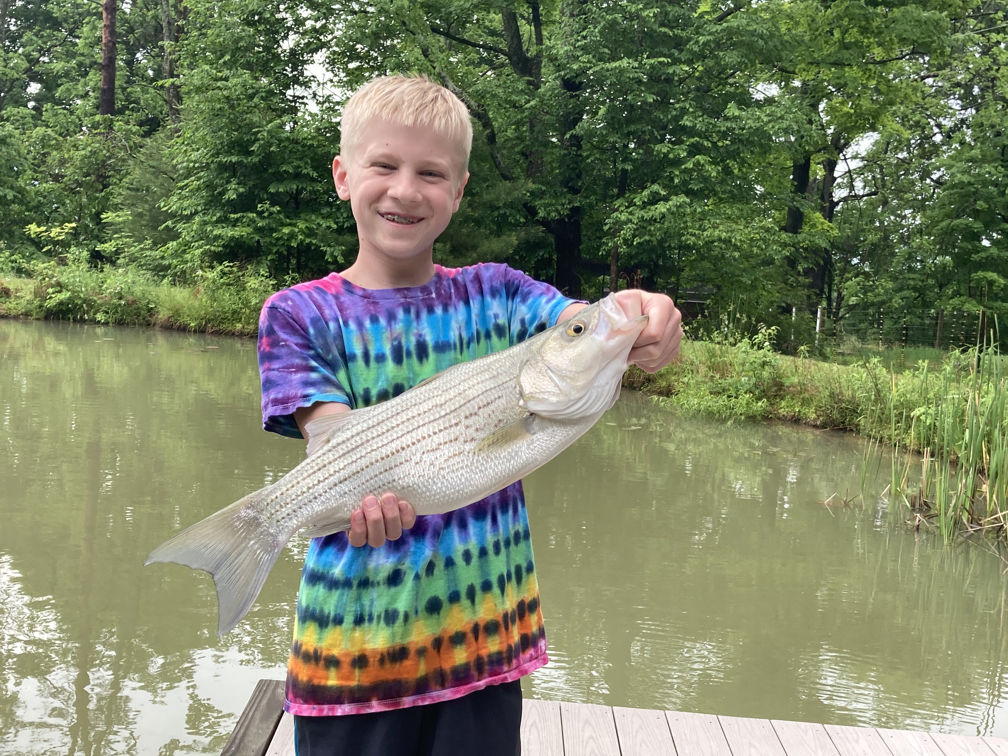 Fishing at the farm pond